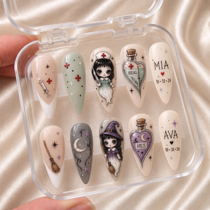 Heal & Hex Besties  – Personalized Press-On Nails