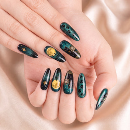 Black Cat Lucky Date  – Personalized Press-On Nails