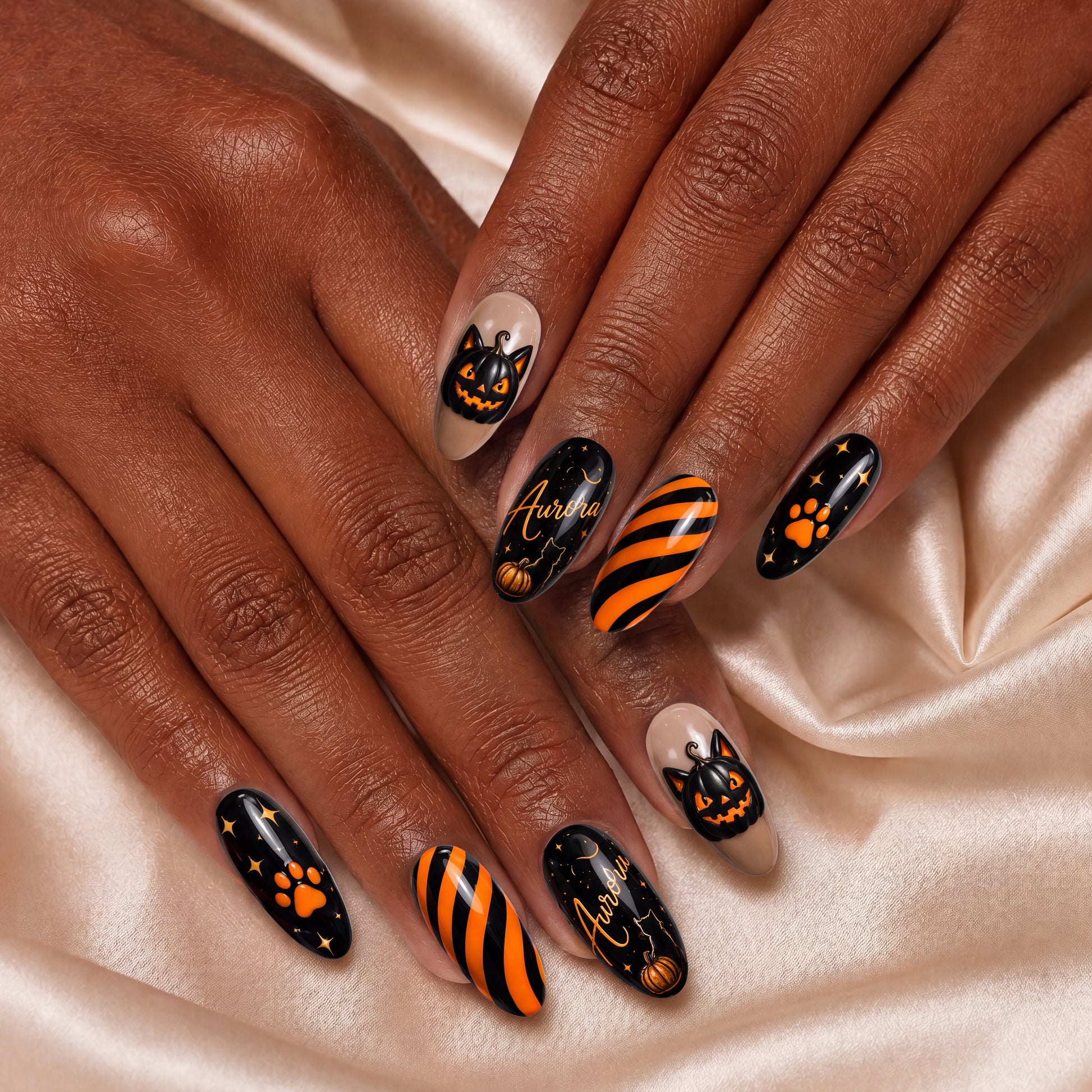 Pumpkin Cat - Personalized Press-On Nails