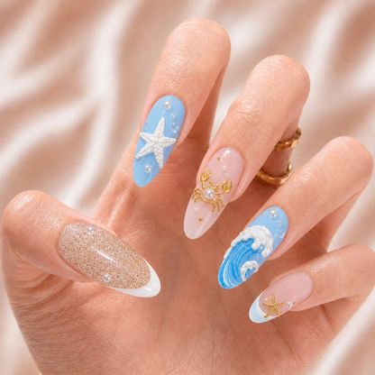 Beach Golden Crab - Press-On Nails