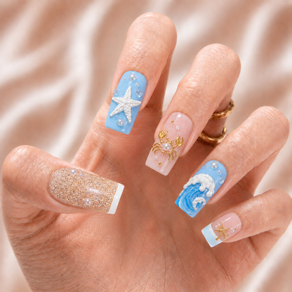 Beach Golden Crab - Press-On Nails