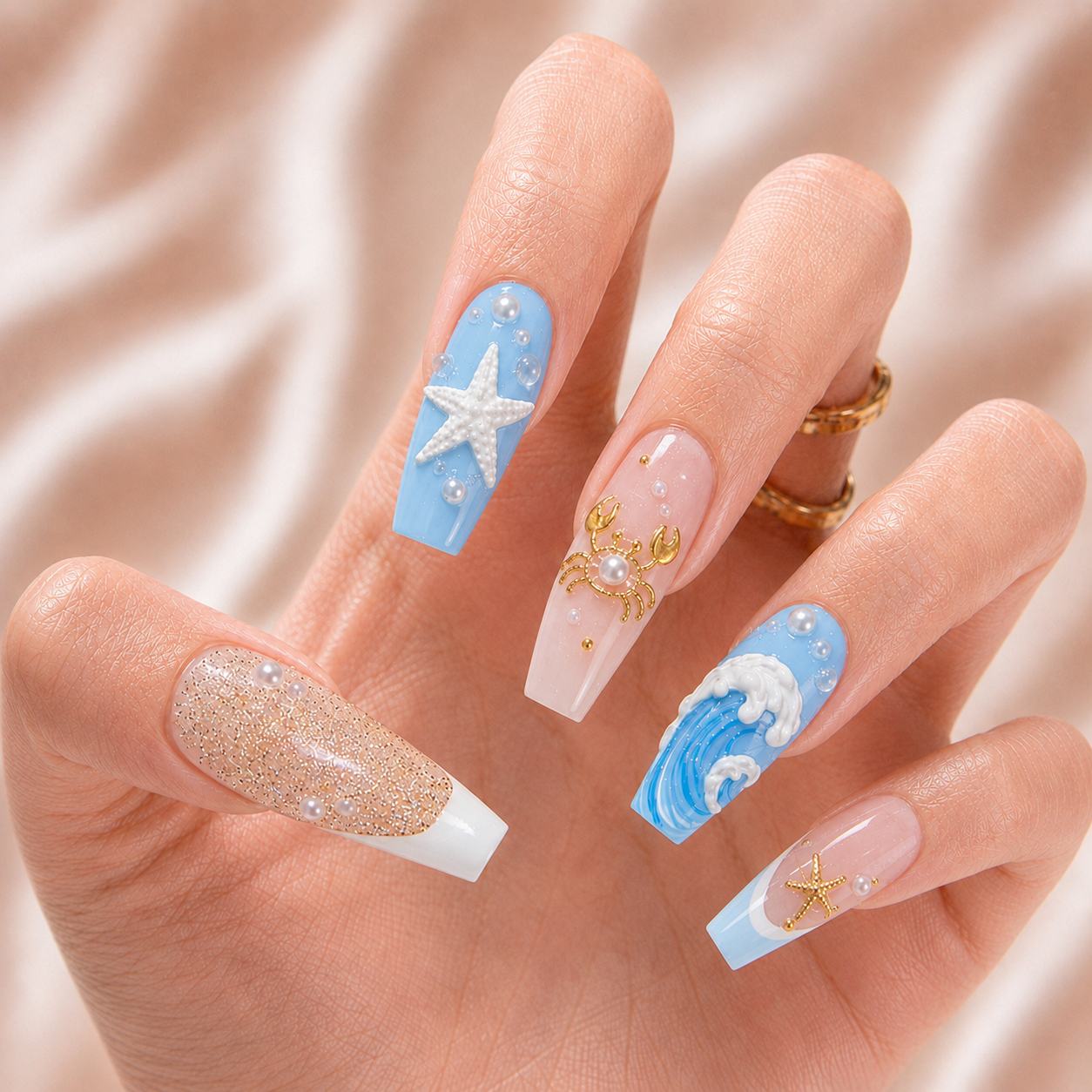 Beach Golden Crab - Press-On Nails