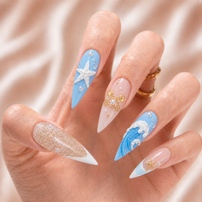 Beach Golden Crab - Press-On Nails