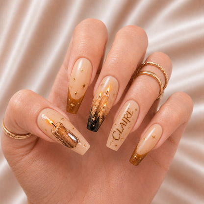 Candlelight Glow - Personalized Press-On Nails