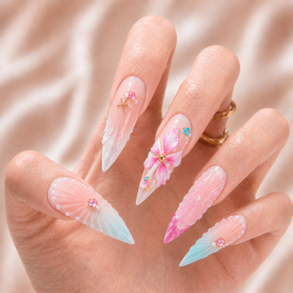 Ocean Pearl Blossom - Press-On Nails