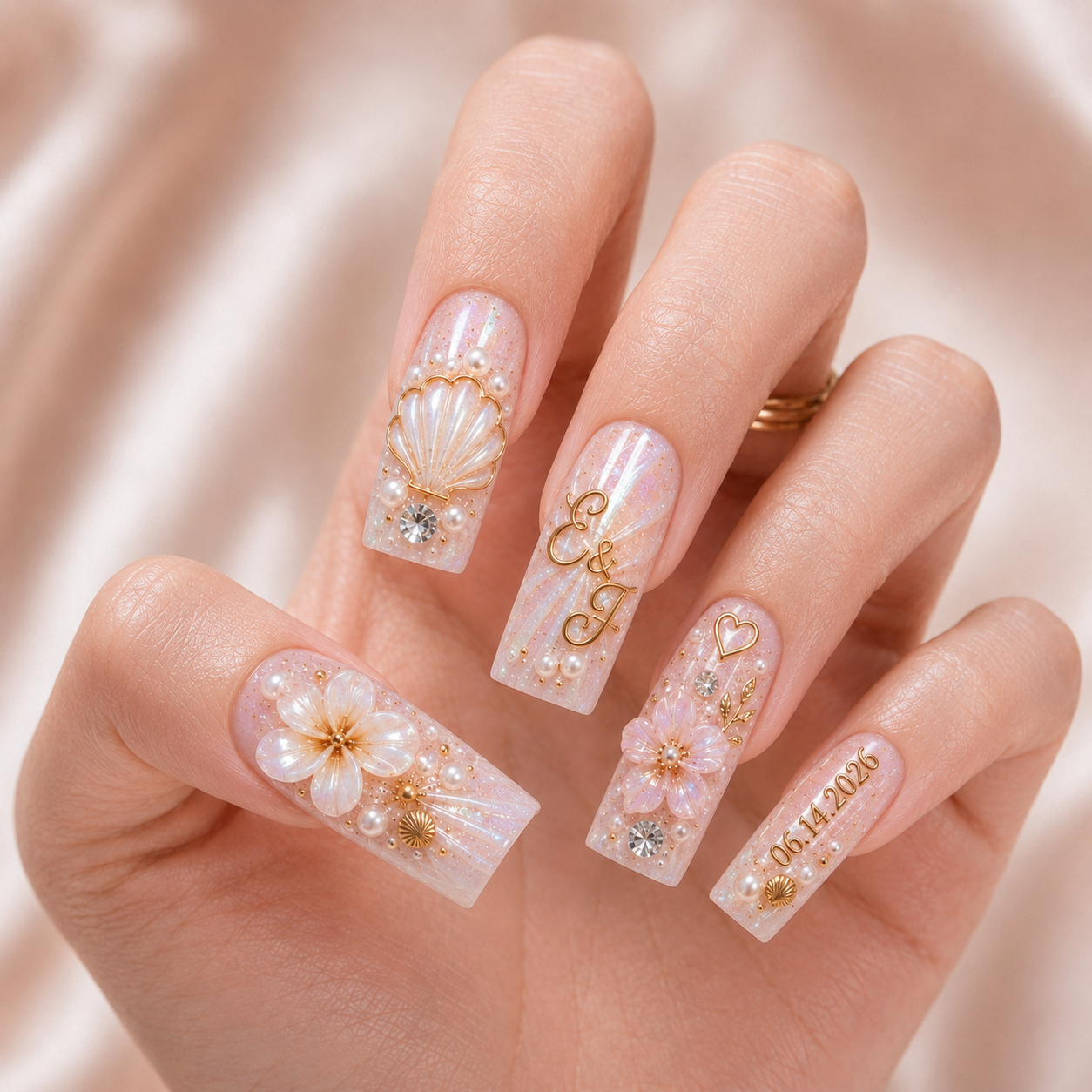 Seashell Promise - Personalized Press-On Nails