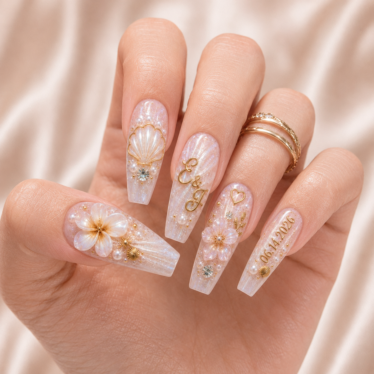 Seashell Promise - Personalized Press-On Nails