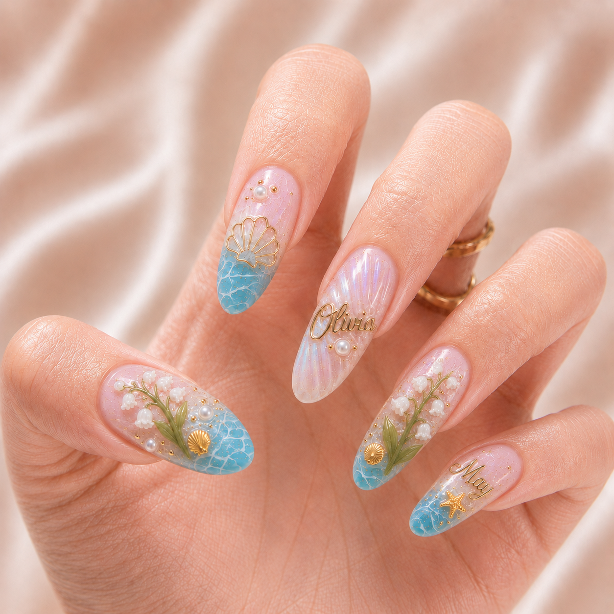 Ocean Pearl - Personalized Press-On Nails