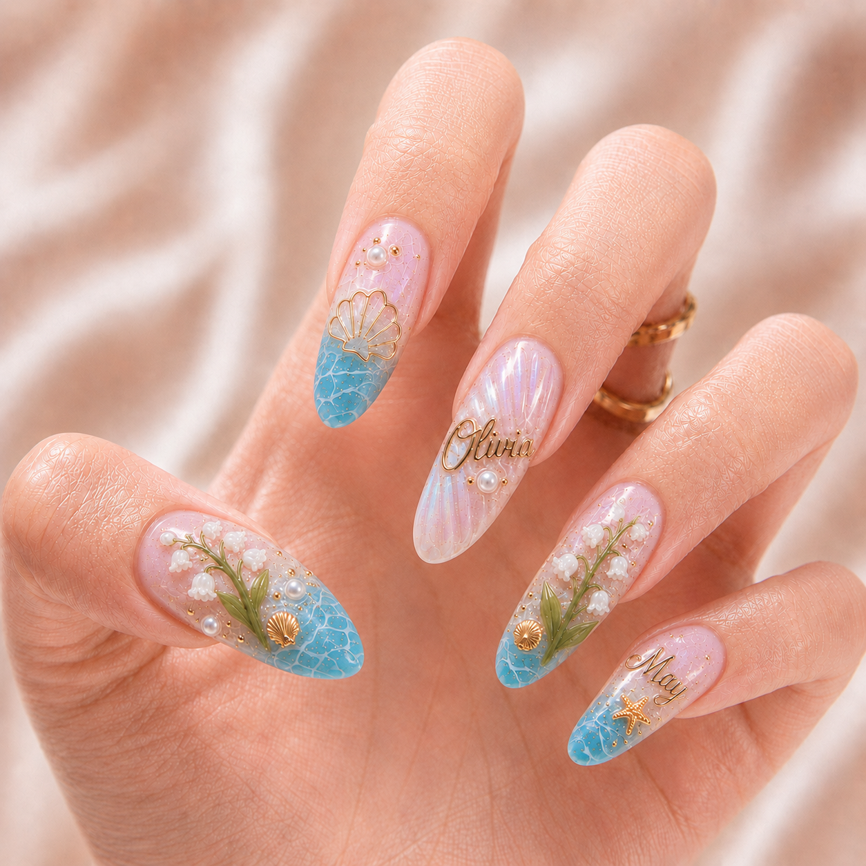 Ocean Pearl - Personalized Press-On Nails