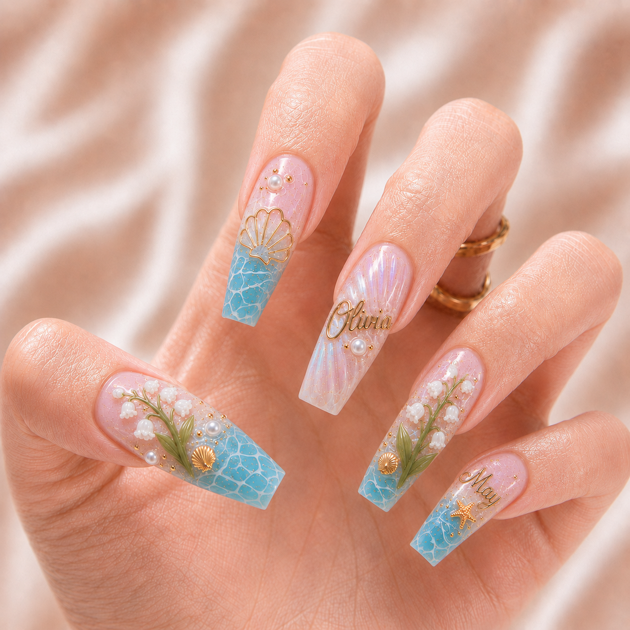 Ocean Pearl - Personalized Press-On Nails