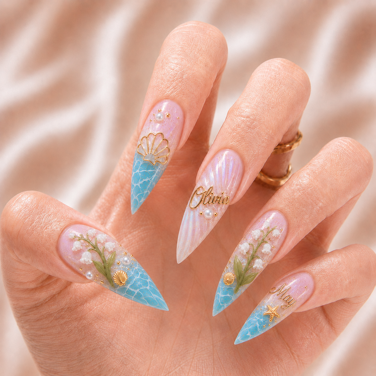 Ocean Pearl - Personalized Press-On Nails