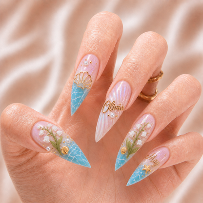 Ocean Pearl - Personalized Press-On Nails