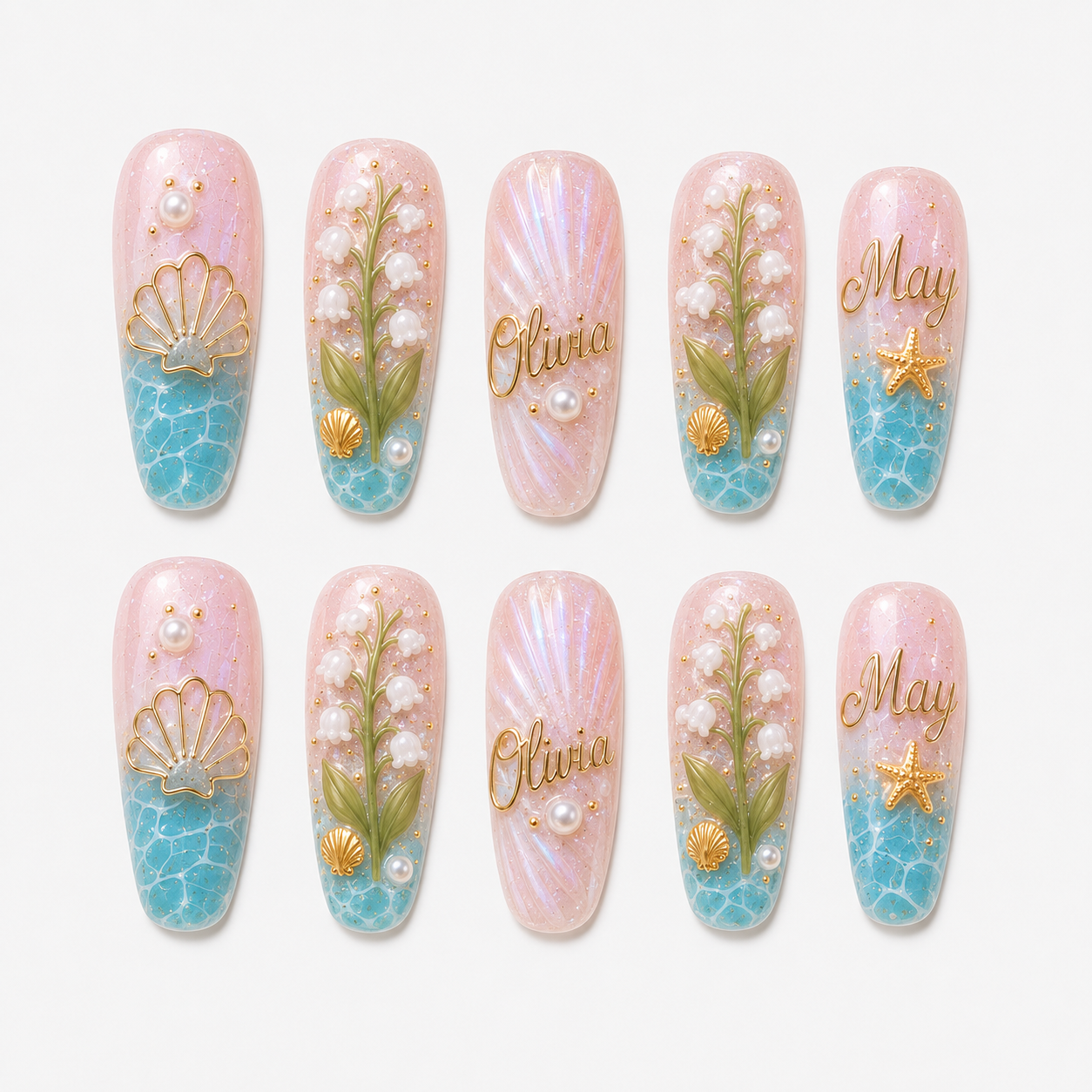 Ocean Pearl - Personalized Press-On Nails