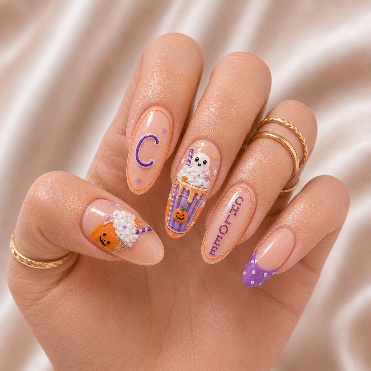 Ghost Milkshake - Personalized Press-On Nails
