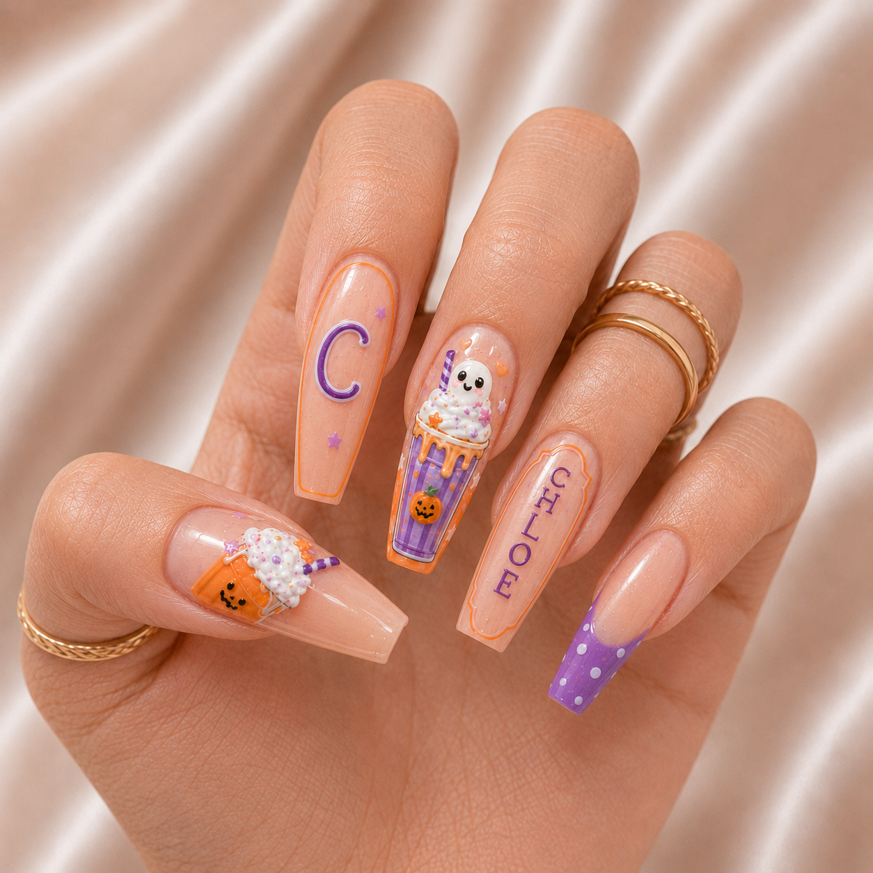 Ghost Milkshake - Personalized Press-On Nails
