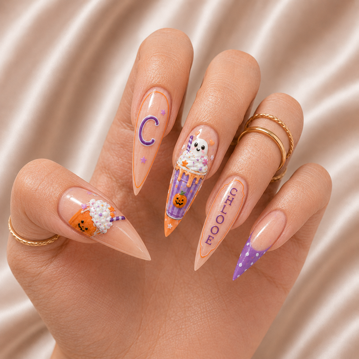 Ghost Milkshake - Personalized Press-On Nails