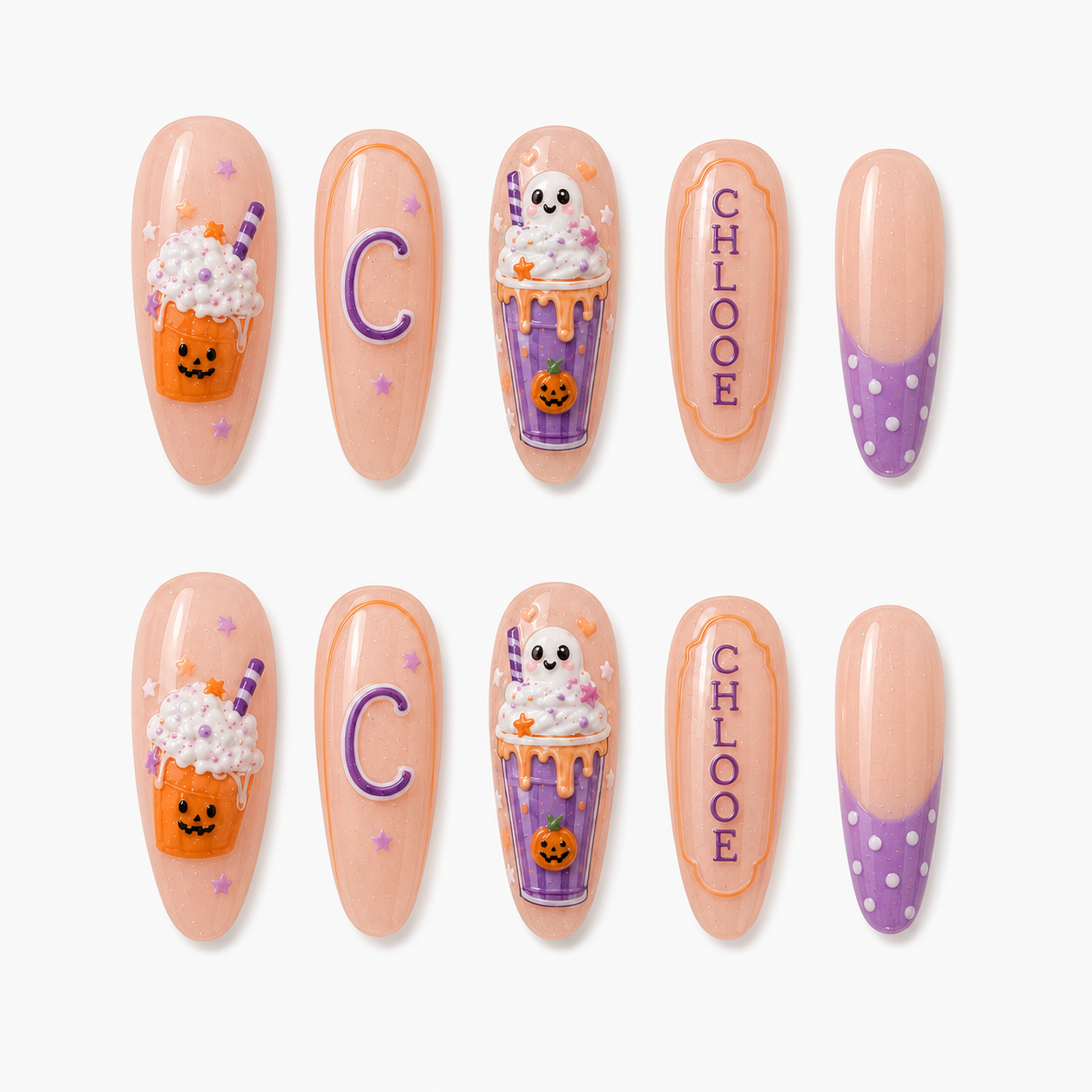 Ghost Milkshake - Personalized Press-On Nails
