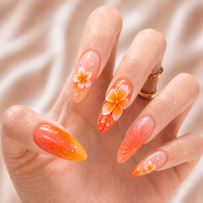 Sunset Plumeria - Press-On Nails