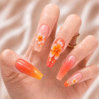 Sunset Plumeria - Press-On Nails