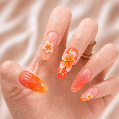 Sunset Plumeria - Press-On Nails