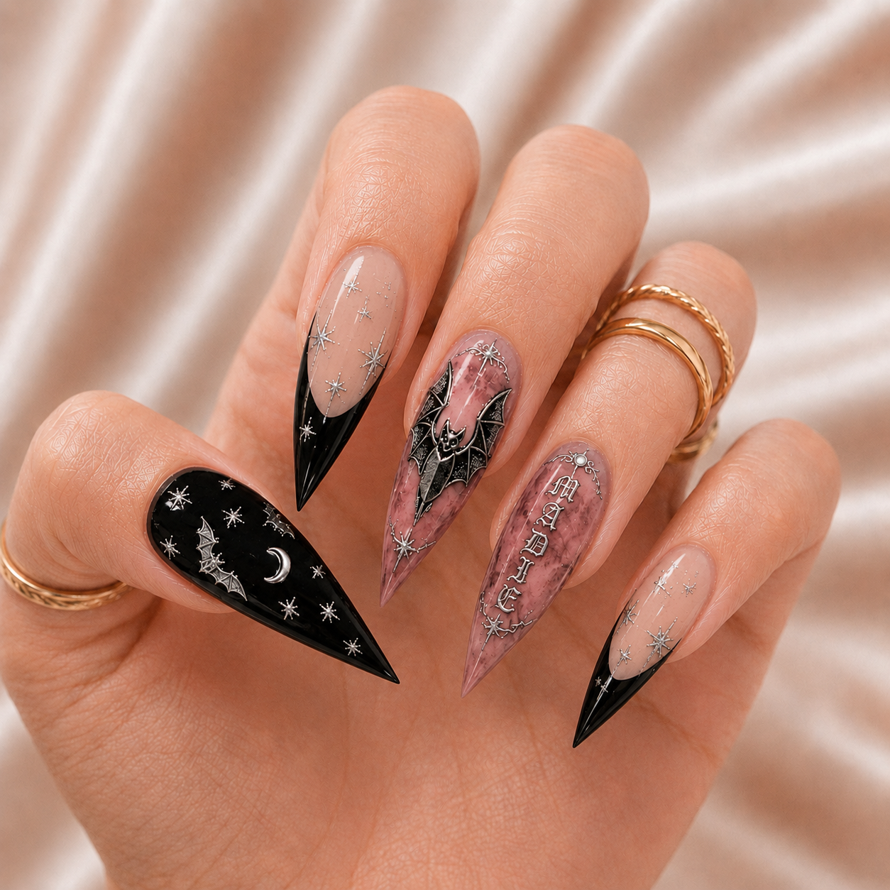 Midnight Bat – Personalized Press-On Nails