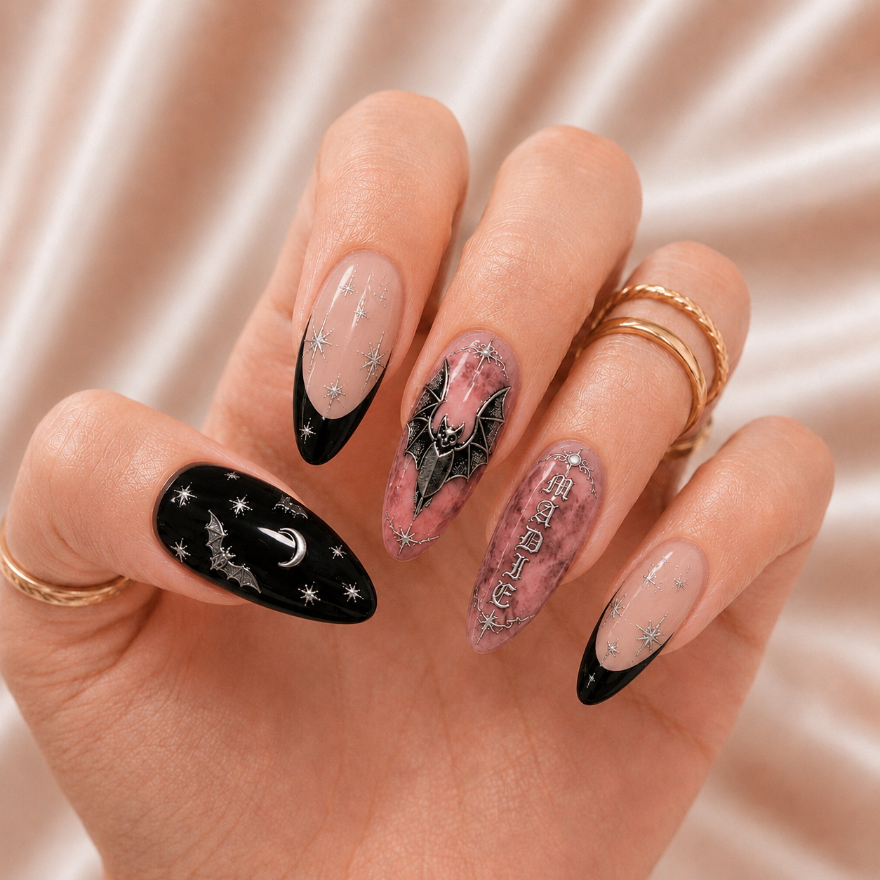 Midnight Bat – Personalized Press-On Nails