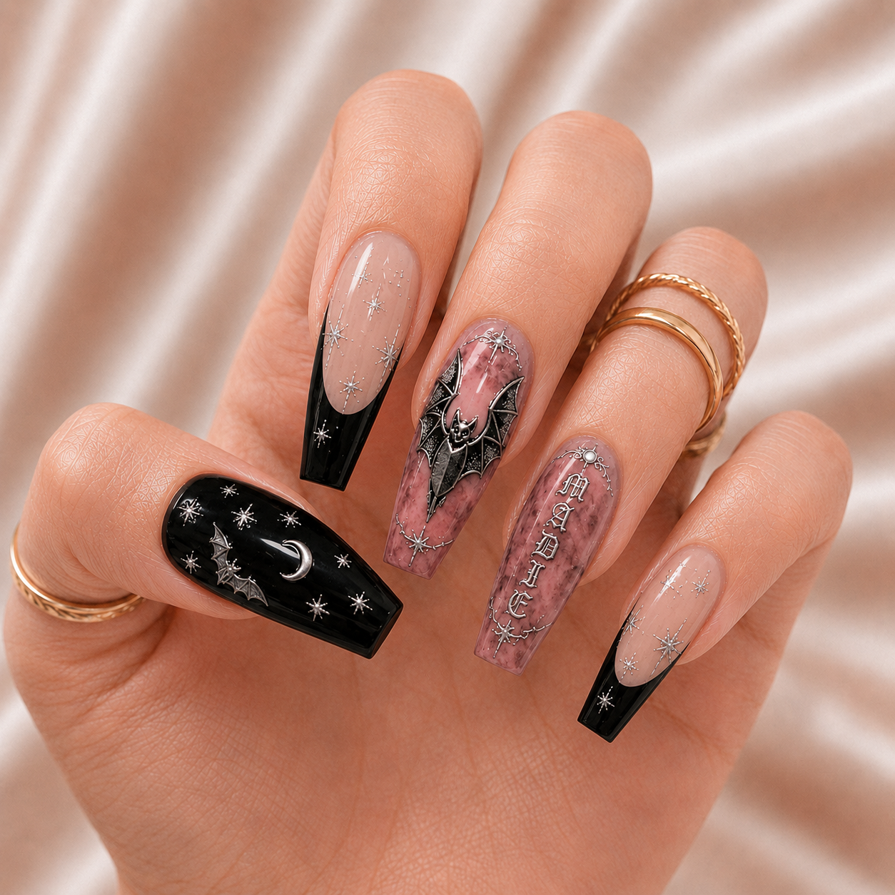 Midnight Bat – Personalized Press-On Nails