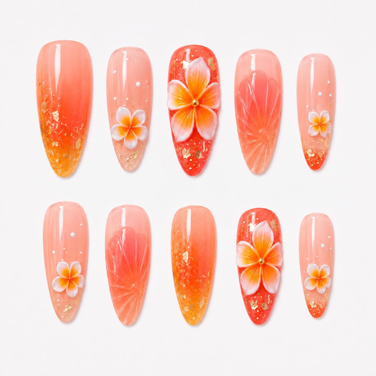 Sunset Plumeria - Press-On Nails