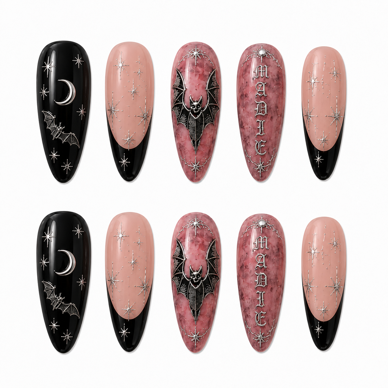 Midnight Bat – Personalized Press-On Nails