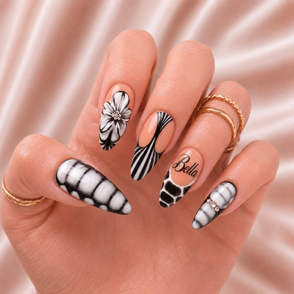 Noir Bloom - Personalized Press-On Nails