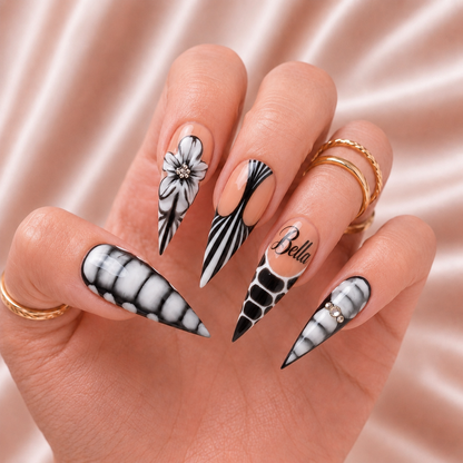 Noir Bloom - Personalized Press-On Nails