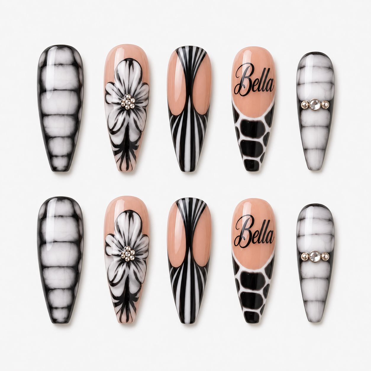 Noir Bloom - Personalized Press-On Nails