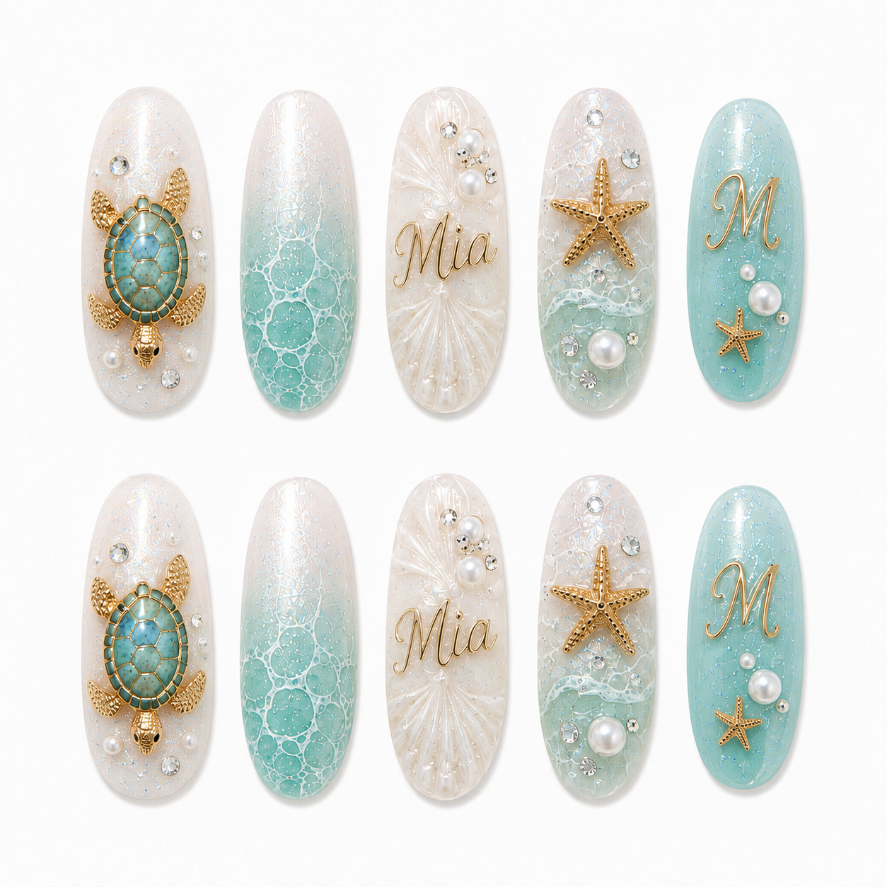 Sea Turtle Pearl - Personalized Press-On Nails