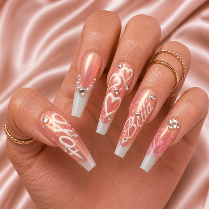 Blushing Hearts - Personalized Press-On Nails