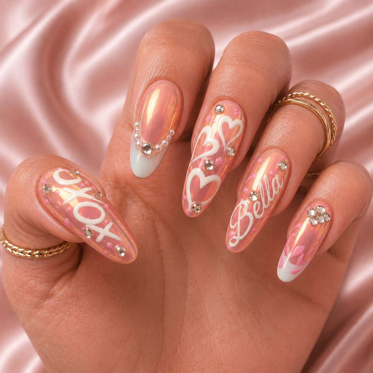 Blushing Hearts - Personalized Press-On Nails