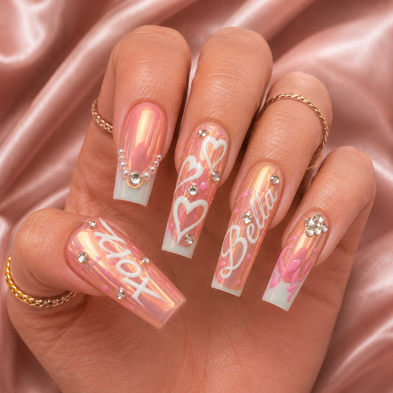 Blushing Hearts - Personalized Press-On Nails