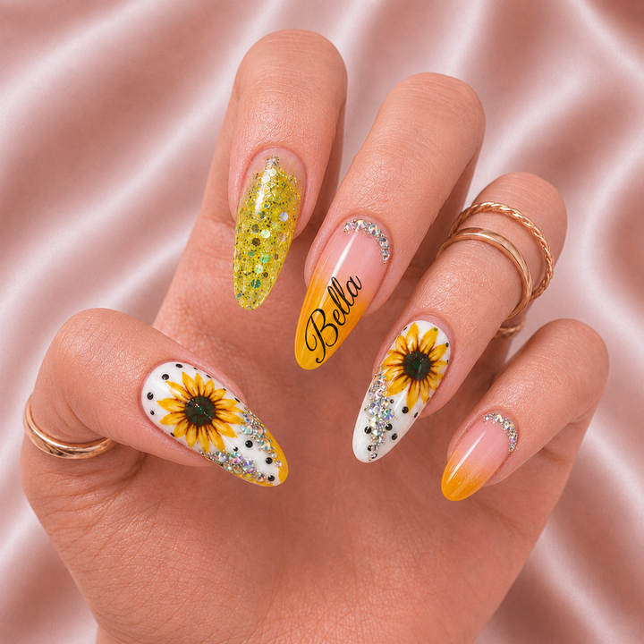 Sunflower Glow - Personalized Press-On Nails