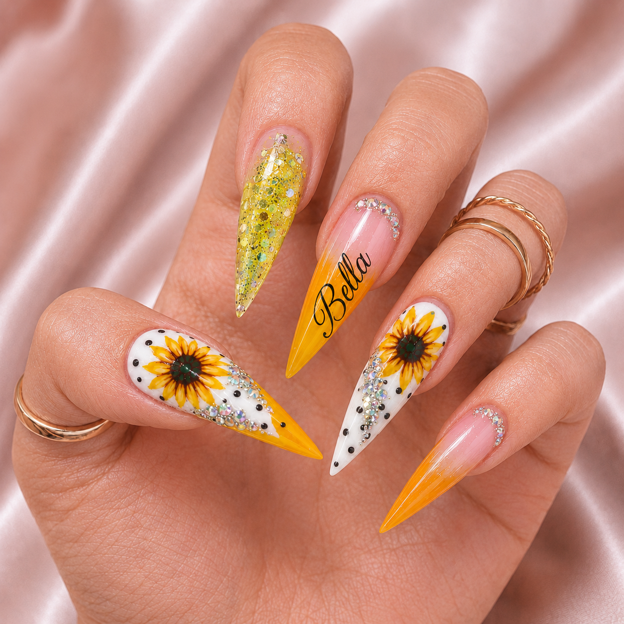 Sunflower Glow - Personalized Press-On Nails