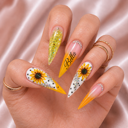 Sunflower Glow - Personalized Press-On Nails