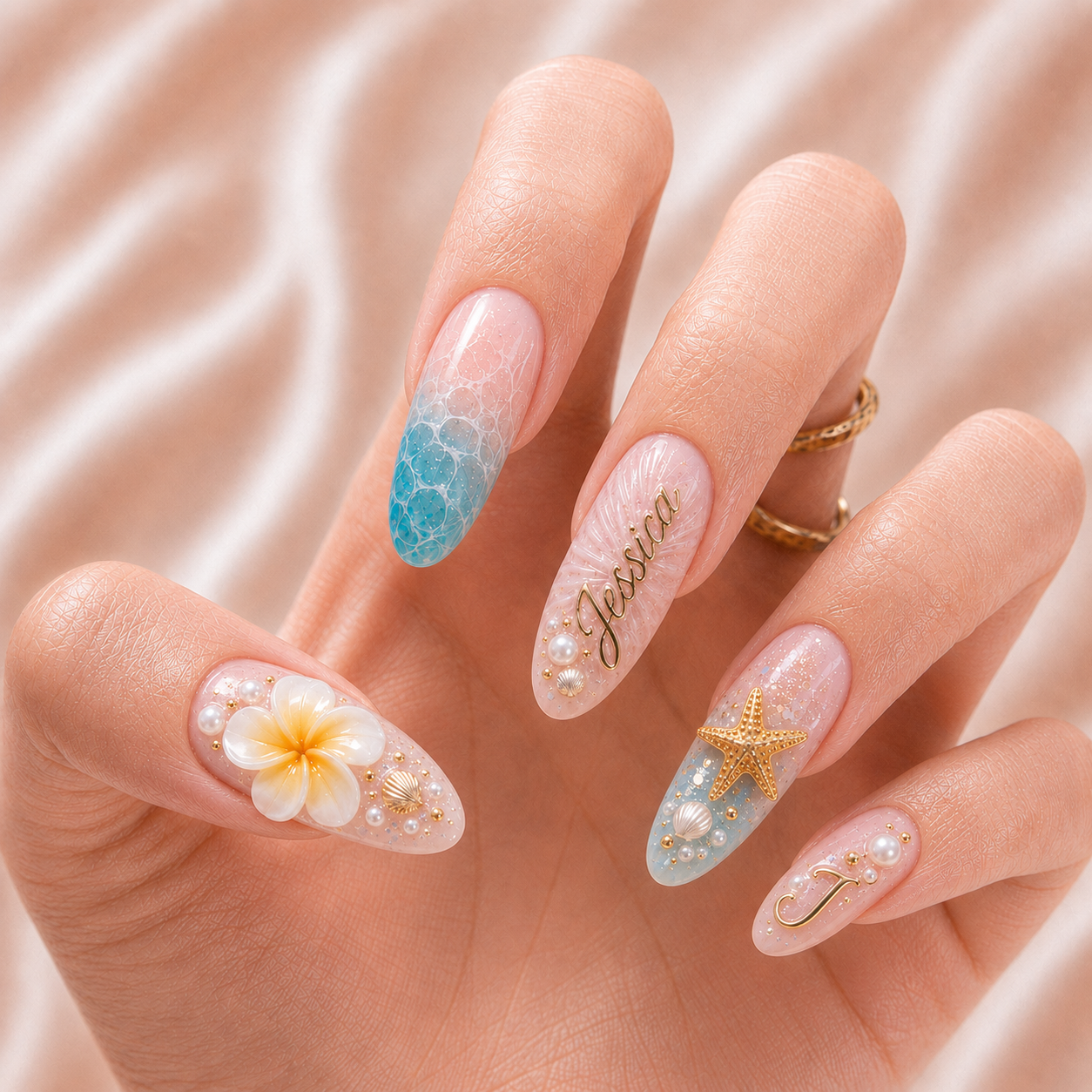 Coastal Bloom - Personalized Press-On Nails