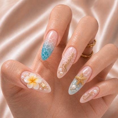 Coastal Bloom - Personalized Press-On Nails