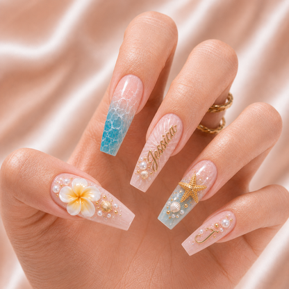 Coastal Bloom - Personalized Press-On Nails
