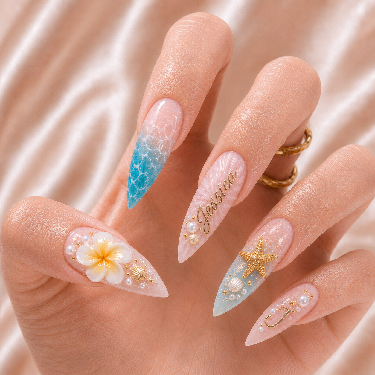 Coastal Bloom - Personalized Press-On Nails