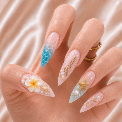 Coastal Bloom - Personalized Press-On Nails