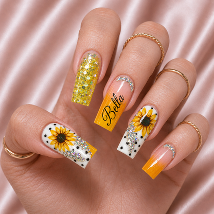 Sunflower Glow - Personalized Press-On Nails