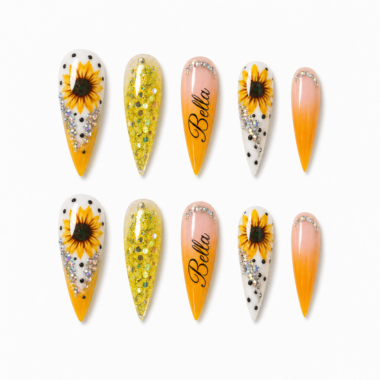 Sunflower Glow - Personalized Press-On Nails