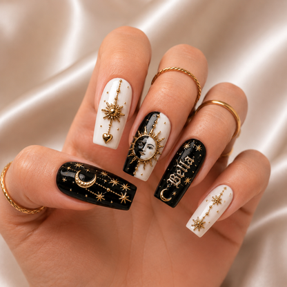 Lunar Gold Omen - Personalized Press-On Nails