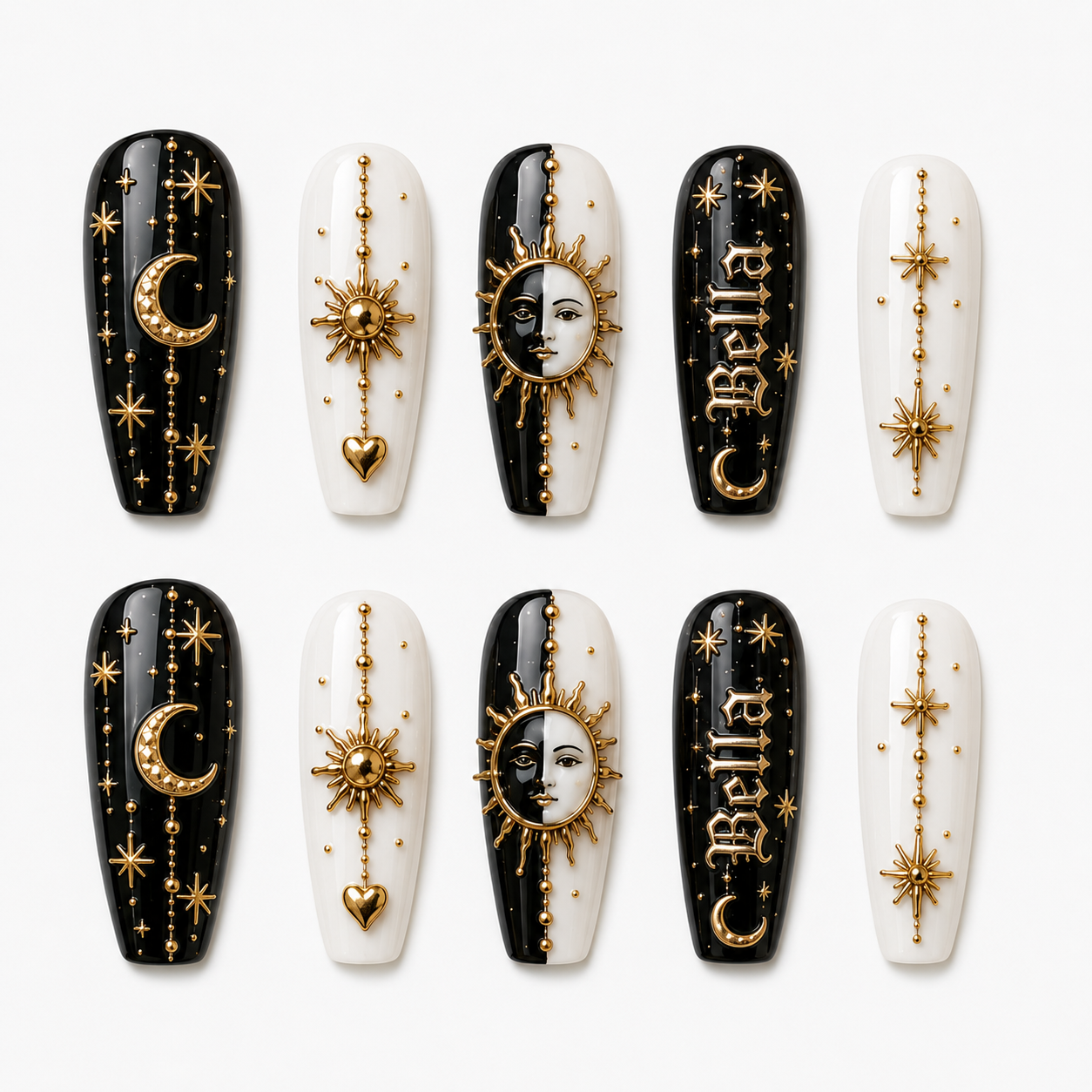 Lunar Gold Omen - Personalized Press-On Nails