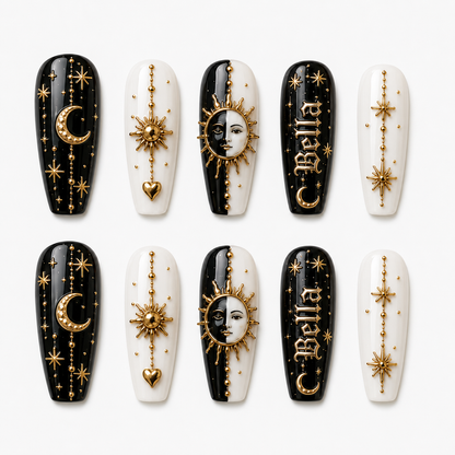 Lunar Gold Omen - Personalized Press-On Nails