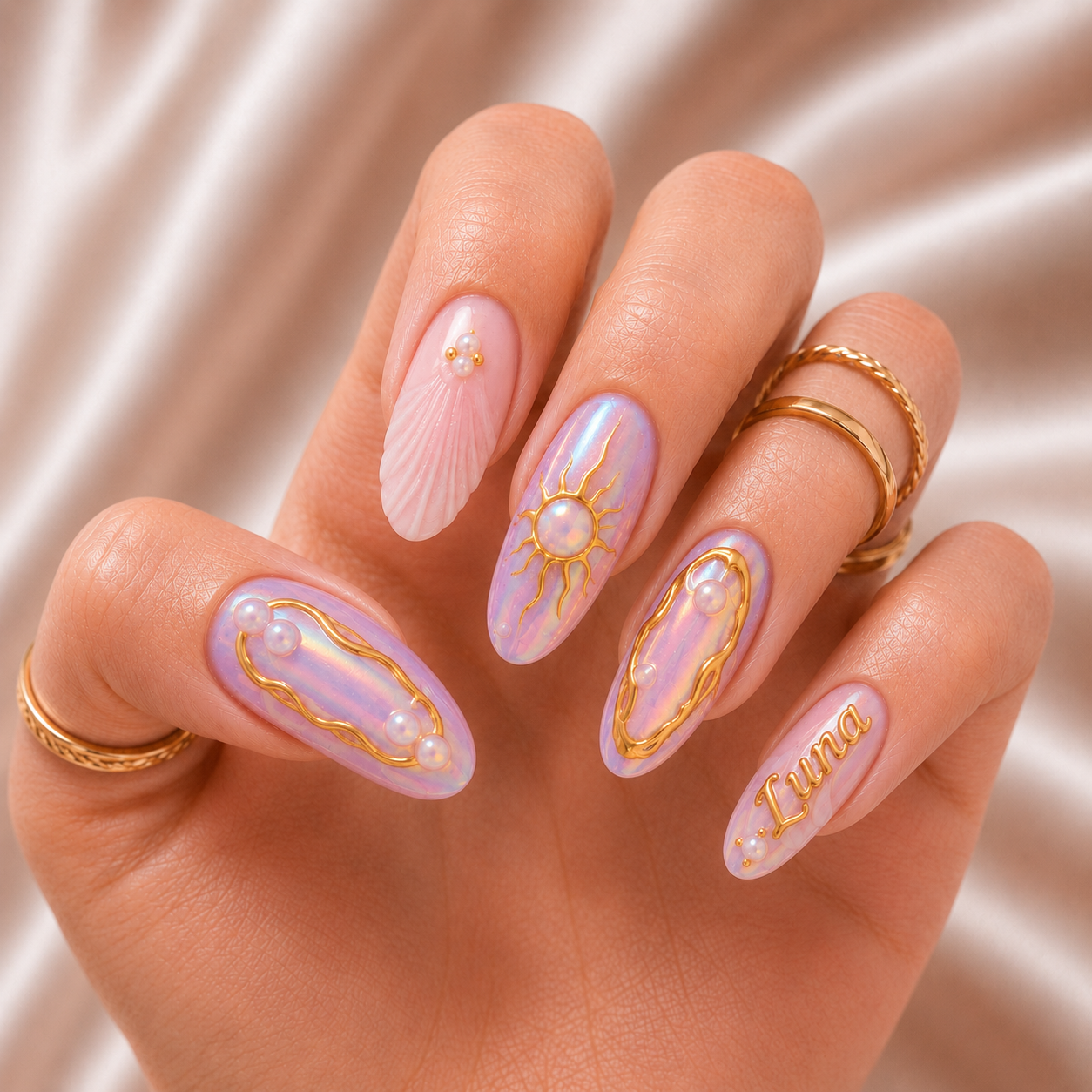 Lunaria Opal Halo - Personalized Press-On Nails